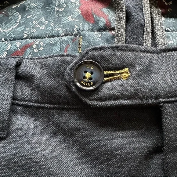 TED BAKER London Navy Cotton Blend Volvek Classic Trouser Pants Career Size 33R - Picture 13 of 16